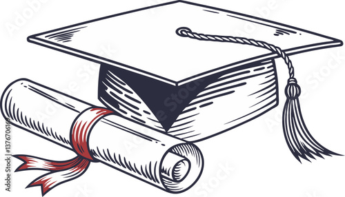 graduation cap for prom student, isolated vector