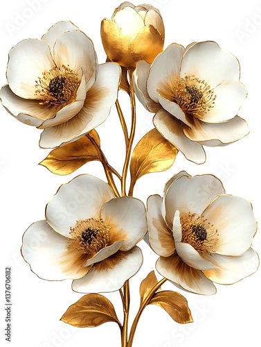 Gold  White Flowers Bouquet.