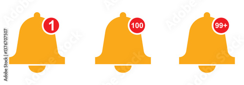 Notification bell icon set