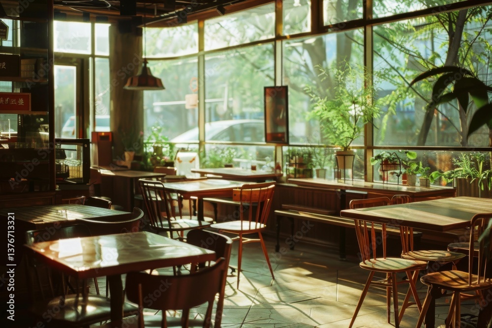Fototapeta premium interior of a empty cafe in the city