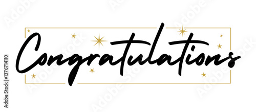 Congratulations handwritten text, vector congrats typographic sign.