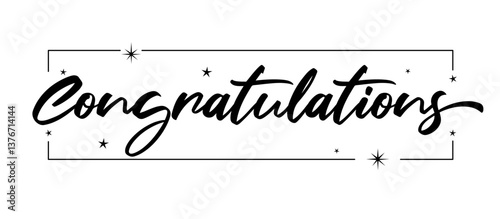 Congratulations handwritten text, vector congrats typographic sign.