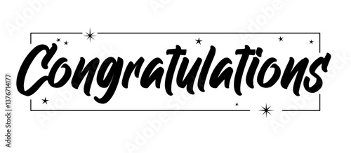 Congratulations handwritten text, vector congrats typographic sign.