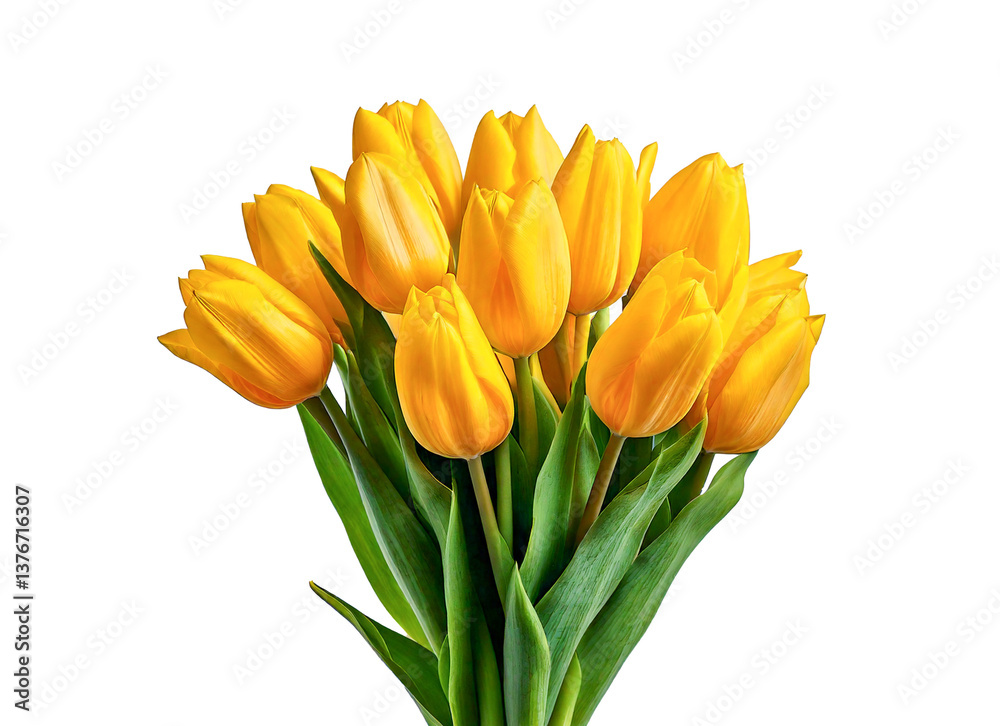 Bouquet of yellow tulips isolated on transparent background. Bouquet of yellow tulips isolated on transparent background.