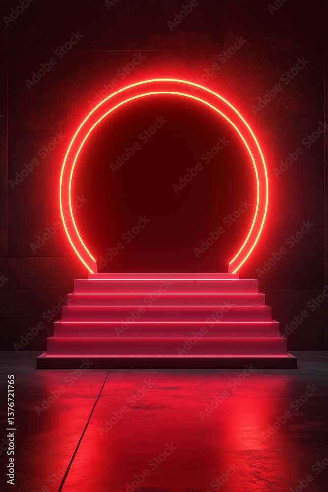 Obraz premium Red neon light background