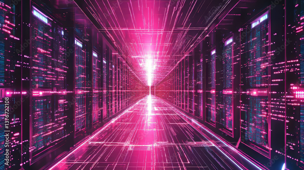 Artificial Intelligence. Computer mind. Futuristic Data center. Quantum processor abstract concept 3d illustration. Digital Brain and Future Technologies