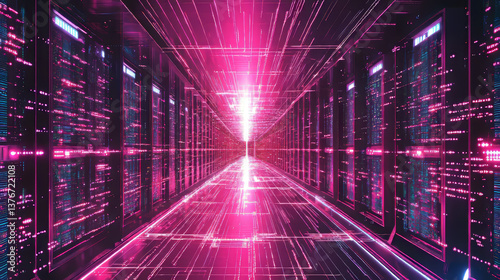 Obraz na płótnie Artificial Intelligence. Computer mind. Futuristic Data center. Quantum processor abstract concept 3d illustration. Digital Brain and Future Technologies w salonie