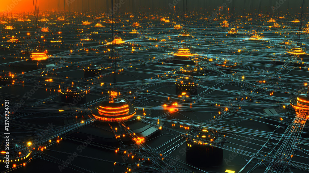 Big data concept. Artificial intelligence and computer mind. High technologies, network database. Realistic 3D illustration