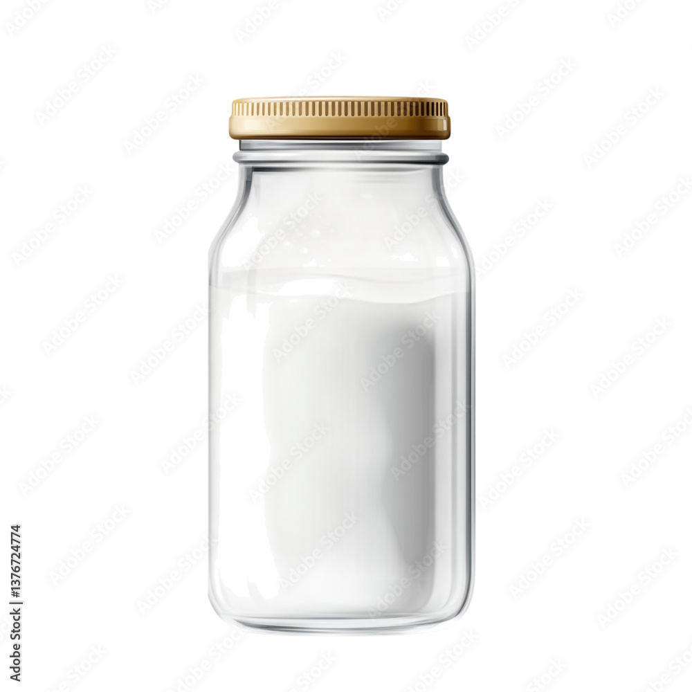 milk in glass jar isolated on a transparent background milk in glass jar isolated on a transparent background