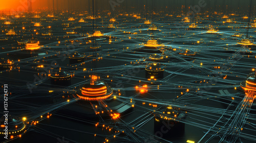 Obraz na płótnie Big data concept. Artificial intelligence and computer mind. High technologies, network database. Realistic 3D illustration w salonie