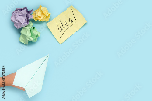 Female hand with plane and ...