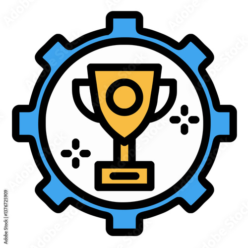 Challenge, objectives, goal icon. Symbolic representation of wealth and financial success – gold coins, money stacks, and investment growth icons.