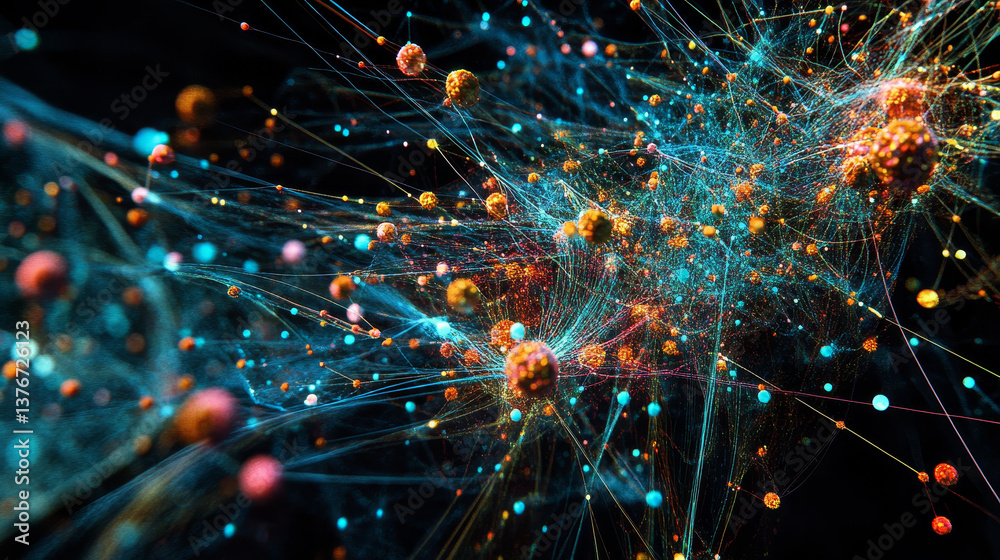 Cyber artificial intelligence. Brain, mind, neural network, deep learning. Globalization of big data. 3D illustration of internet technologies in scientific research