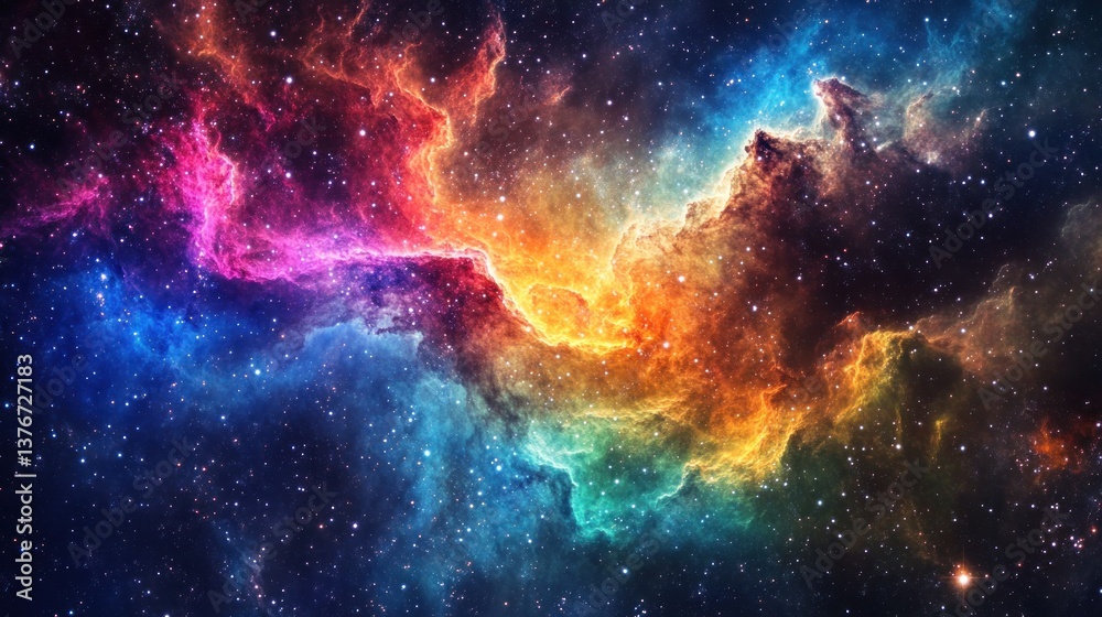 Fototapeta premium Spectacular cosmic vista: a vibrant nebula of interstellar gas and stars