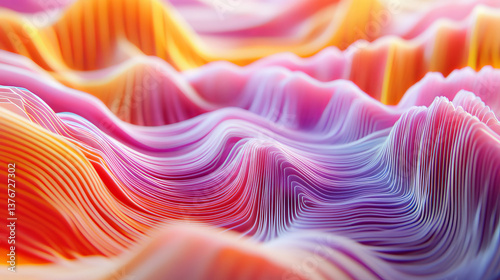 Big Data Cyber Strings. 3D illustration of wavy lines in information code field. Data flow cyber concept. Coding and technology