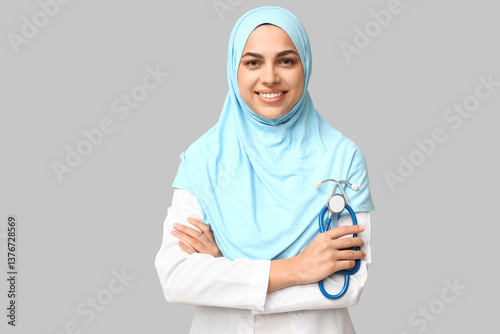 Portrait of female Muslim d...