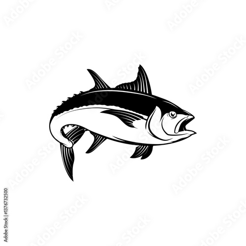 tuna fishing. Design elements for fishing team emblem. Vector illustration.
