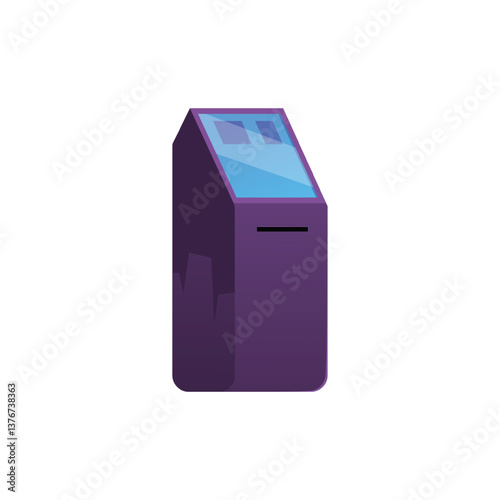 Self ordering and self payment kiosk, vector floor standing interactive computer desk with screen, post service terminal