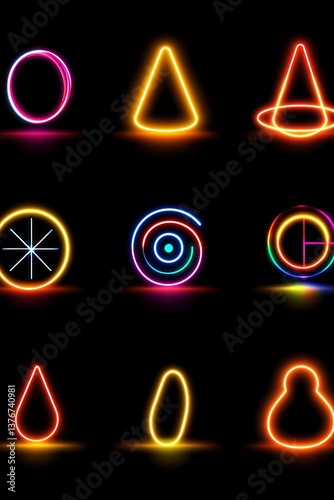 Neon Shapes Bright Geometric Icons.