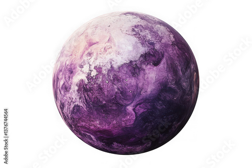 Purple planet isolated on transparent background Generative AI