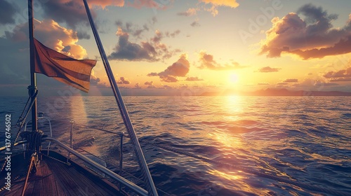 A photo of a flag on a boat