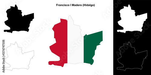 Francisco I Madero municipality (Hidalgo) outline map set