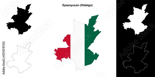 Epazoyucan municipality (Hidalgo) outline map set