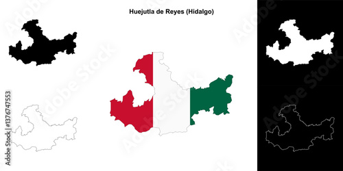 Huejutla de Reyes municipality (Hidalgo) outline map set