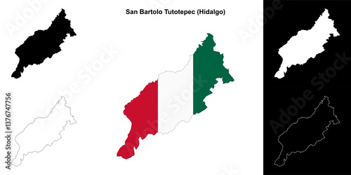 San Bartolo Tutotepec municipality (Hidalgo) outline map set