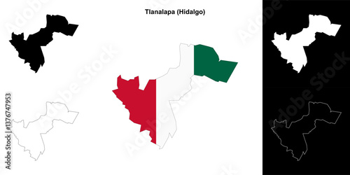 Tlanalapa municipality (Hidalgo) outline map set