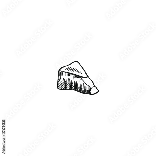 Parmesan cheese grated brick pieces parts vector sketch, milk food production, hand drawn engraved healthy snack