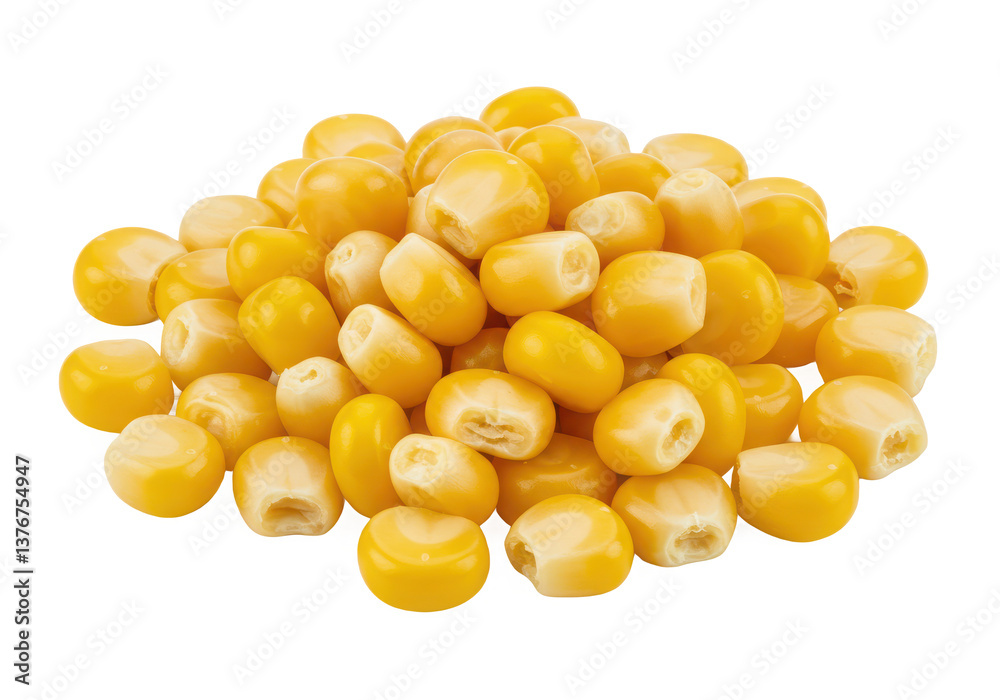 A pile of bright yellow corn kernels showcasing their fresh and nutritious appearance A pile of bright yellow corn kernels showcasing their fresh and nutritious appearance