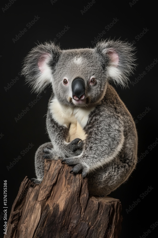 Naklejka premium Koala against black background