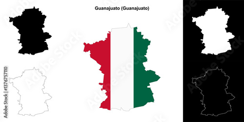 Guanajuato municipality (Gunajuato) outline map set