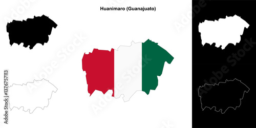 Huanimaro municipality (Gunajuato) outline map set