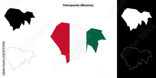 Tlalnepantla municipality (Morelos) outline map set
