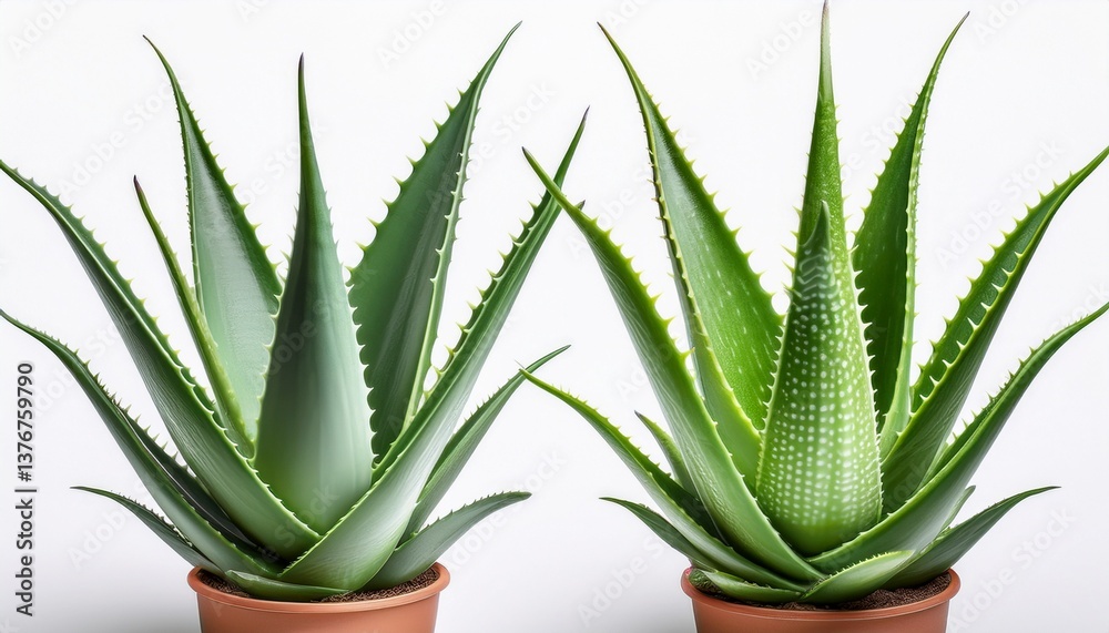 Fototapeta premium two aloe vera plants isolated on white background
