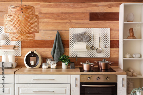 Modern kitchen interior wit...