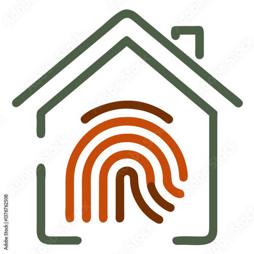 Smart Home Fingerprint Access Minimalist Vector Icon for Home Security Apps, Biometric Entry Systems, and IoT Dashboards