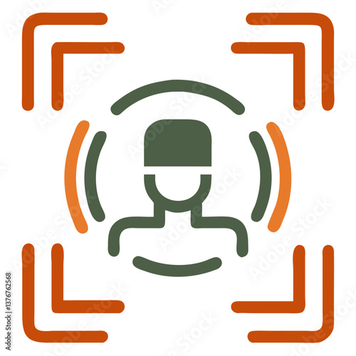 Voice Scan Profile Minimalist Vector Icon of a Person for Smart Surveillance Systems, AI Identification Apps, and Biometric User Interfaces