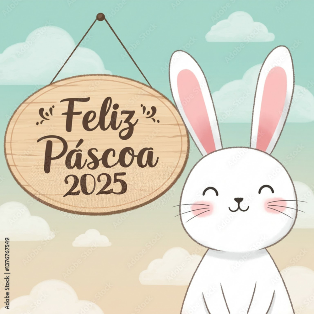 cartão de mensagem de feliz páscoa com o coelhinho