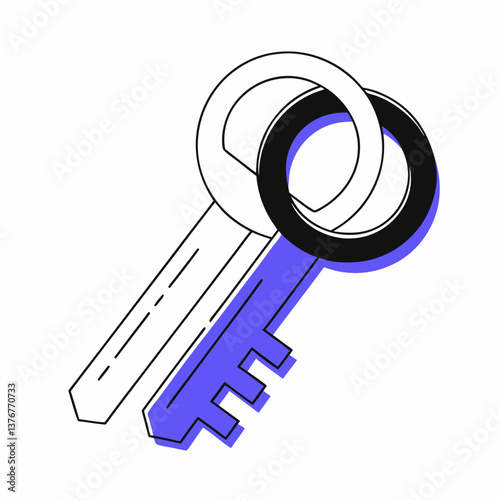 standout organic Clean lines outline of a key. Scalable, minimal, flat color. VECTOR FORMAT with Scalable Design. original