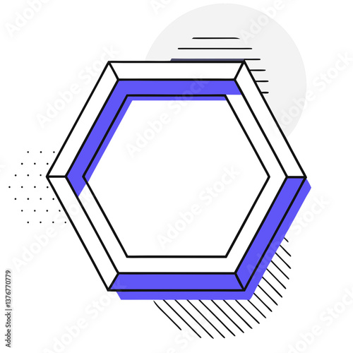 extraordinary playful organic Geometric hexagon with crisp edges. Flat color, single-weight stroke, scalable. VECTOR FORMAT with Scalable Design. exclusive