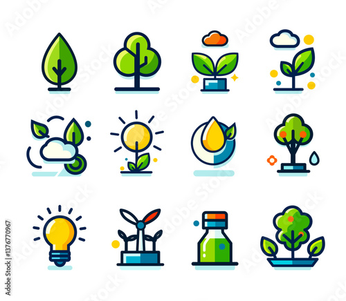 Eco-Friendly Nature Icons - Sustainable Environment Sticker Pack