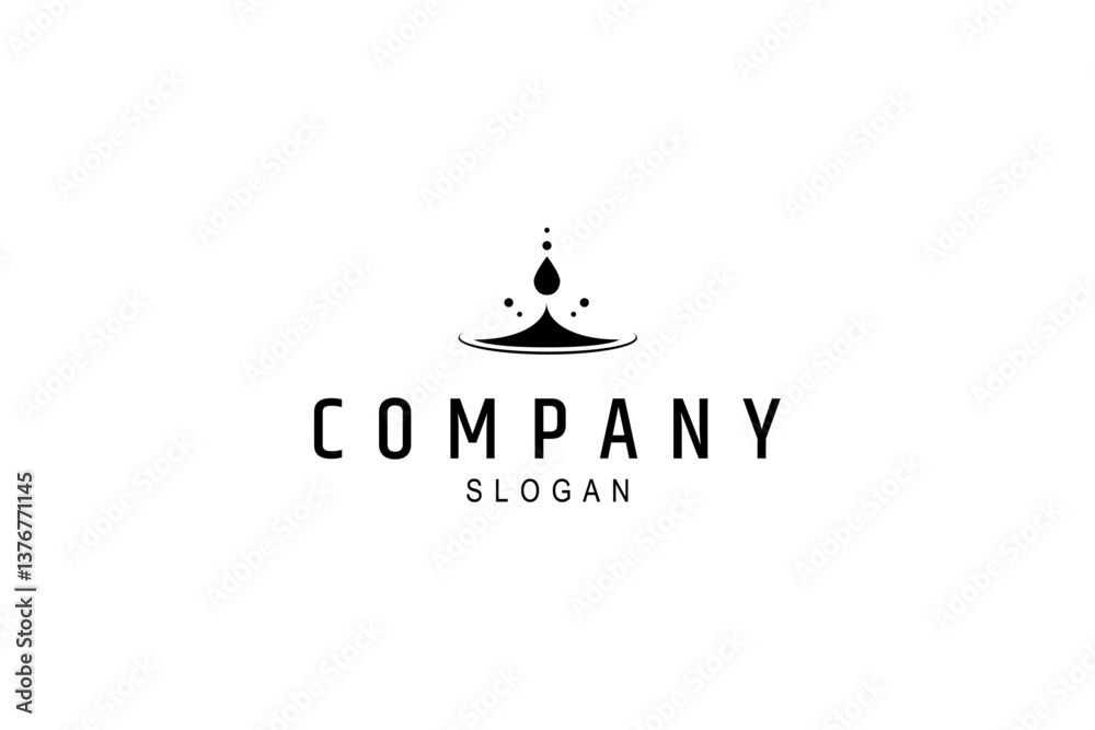 Fototapeta premium water drop logo falling with water splash in flat design