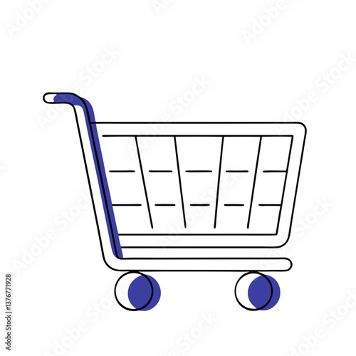 tranquil picturesque A flat color icon of a shopping cart. Crisp edges, minimal design, scalable. VECTOR FORMAT with Scalable Design. sharp