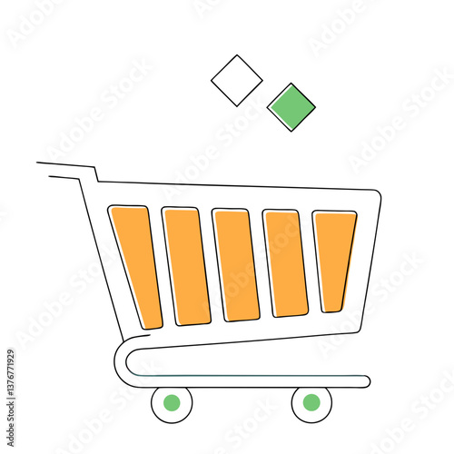 tranquil spectacular A flat color icon of a shopping cart. Crisp edges, minimal design, scalable. VECTOR FORMAT with Scalable Design. flawless