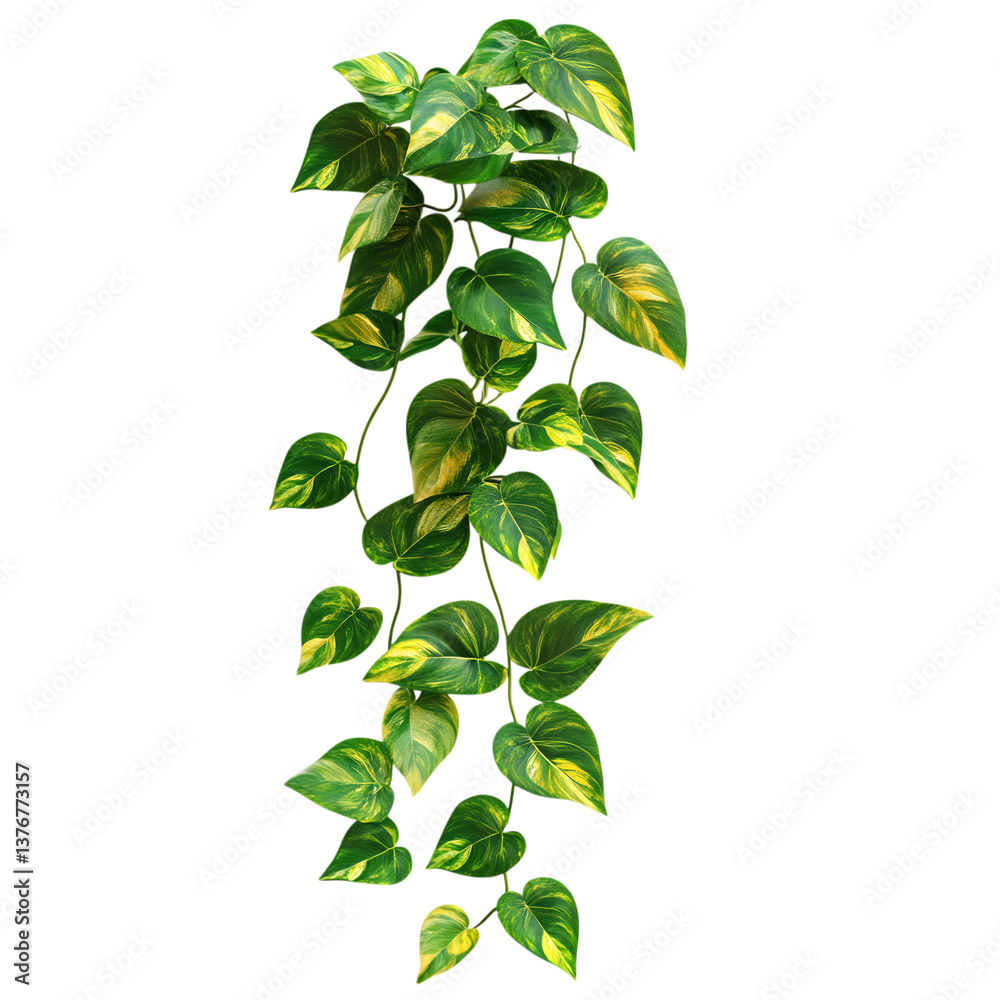 Golden Pothos Plant with Vibrant Green and Yellow Leaves Isolated on Transparent Background Golden Pothos Plant with Vibrant Green and Yellow Leaves Isolated on Transparent Background