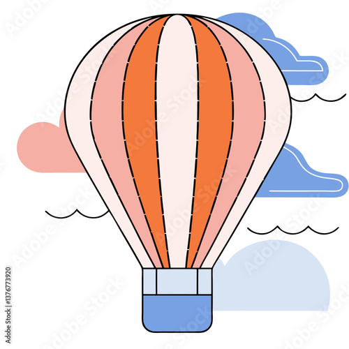 mesmerizing mysterious traditional Silhouette of a hot air balloon. Crisp edges, flat color, scalable design. VECTOR FORMAT with Scalable Design. ultra HD
