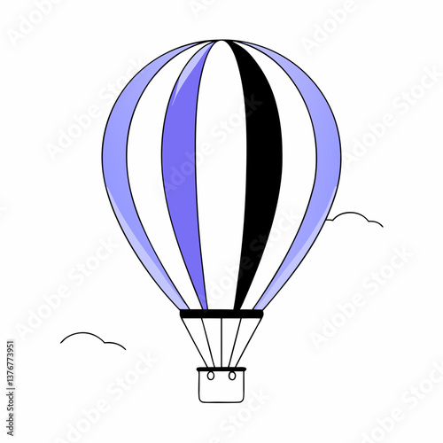 picturesque sought-after Silhouette of a hot air balloon. Crisp edges, flat color, scalable design. VECTOR FORMAT with Scalable Design.